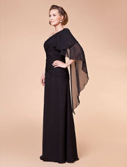 Aimishang A-Line Mother of the Bride Dress Floral One Shoulder Floor Length Chiffon Sleeveless with Criss Cross Side Draping Flower