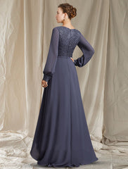 Aimishang A-Line Mother of the Bride Dress Elegant High Low V Neck Sweep / Brush Train Asymmetrical Tea Length Chiffon Lace Long Sleeve with Pleats Appliques