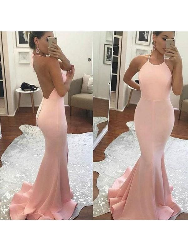 Halte Ruffles  Satin Mermaid Prom Dresses Long