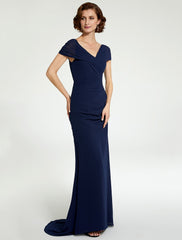 Aimishang A-Line Mother of the Bride Dress V Neck Floor Length Chiffon Sleeveless with Lace Ruching