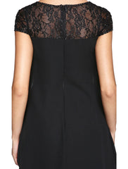 Aimishang A-Line Mother of the Bride Dress Plus Size Elegant Illusion Neck Knee Length Chiffon Lace Short Sleeve with Sequin