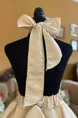 Hanging neck high neck layered back to school dress