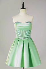 A-line bead strapless transparent tight corset back to school dress