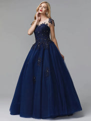 Ball Gown Prom Dresses Sparkle Dress  Long Sleeve Off Shoulder Satin with Beading