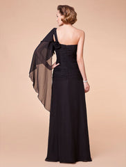 Aimishang A-Line Mother of the Bride Dress Floral One Shoulder Floor Length Chiffon Sleeveless with Criss Cross Side Draping Flower