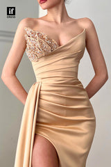 32807 - Sexy V-Neck Pleats High Split Long Formal Evening Dress