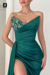 32807 - Sexy V-Neck Pleats High Split Long Formal Evening Dress