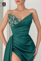 32807 - Sexy V-Neck Pleats High Split Long Formal Evening Dress