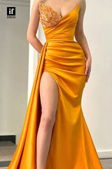 32807 - Sexy V-Neck Pleats High Split Long Formal Evening Dress