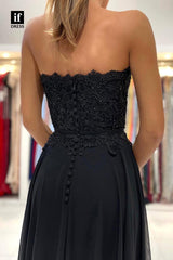 32822 - A-line Sweetheart Strapless Lace Appliques  Prom Dress with Slit