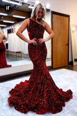 32849 - Unique One Shoulder Sequins Sparkly Mermaid Prom Dress