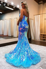 32850 - Sexy V-Neck Split Mermaid Prom Dress Glitter