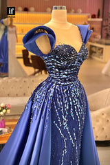33834 - A-Line Cap Sleeves Strapless Rhinestone Prom Formal Dress