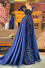 33834 - A-Line Cap Sleeves Strapless Rhinestone Prom Formal Dress
