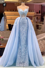 33836 - Off-Shoulder Elegant Sleeveless Lace Tulle Prom Formal Dress