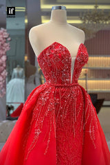 33840 - Off-Shoulder V-Neck Split  Lace Tulle Sleeveless Prom Formal Dress