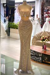 33842 - Strapless Sleeveless Sparkly Beaded Sheath Prom Formal Dress
