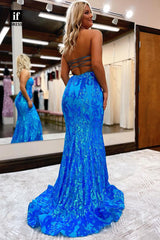 30851 - Stunning Sweetheart Sequins Appliques Mermaid Long Prom Dress