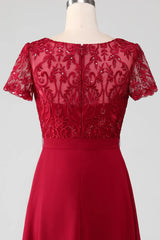Sparkly Sequin Asymmetrical Mother of Bride Dress with Appliques