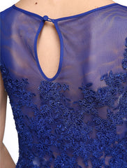Aimishang  A-Line Mother of the Bride Dress Elegant Jewel Neck Ankle Length Chiffon Lace Sleeveless with Appliques