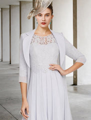 Aimishang  Two Piece A-Line Mother of the Bride Dress Church Elegant V Neck Knee Length Satin Lace Half Sleeve Jacket Dresses with Pleats