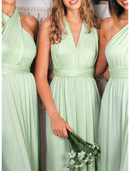 Sheath / Column Bridesmaid Dress Halter Sleeveless Convertible Ankle Length Spandex
