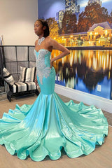 Jade High-Neck Sweetheart Sleeveless Mermaid Prom Dress with Beading