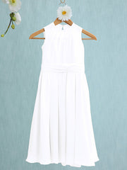 Jewel Sleeveless Knee Length Flower Girl Dress with Tulle