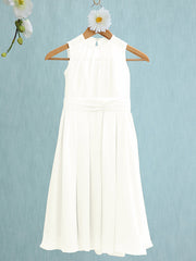 Jewel Sleeveless Knee Length Flower Girl Dress with Tulle