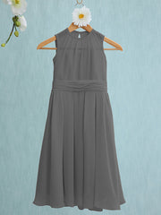 Jewel Sleeveless Knee Length Flower Girl Dress with Tulle
