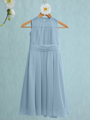 Jewel Sleeveless Knee Length Flower Girl Dress with Tulle