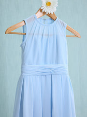 Jewel Sleeveless Knee Length Flower Girl Dress with Tulle
