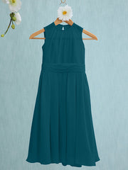 Jewel Sleeveless Knee Length Flower Girl Dress with Tulle