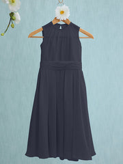 Jewel Sleeveless Knee Length Flower Girl Dress with Tulle