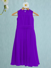 Jewel Sleeveless Knee Length Flower Girl Dress with Tulle