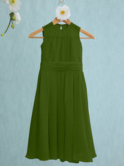 Jewel Sleeveless Knee Length Flower Girl Dress with Tulle