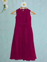 Jewel Sleeveless Knee Length Flower Girl Dress with Tulle
