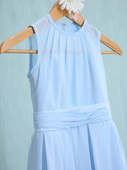 Jewel Sleeveless Knee Length Flower Girl Dress with Tulle