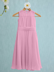 Jewel Sleeveless Knee Length Flower Girl Dress with Tulle