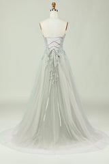 Sweetheart Beaded Light Green Long Prom Dress with Slit Front Off Shoulder Beautiful