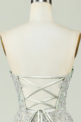 Sweetheart Beaded Light Green Long Prom Dress with Slit Front Off Shoulder Beautiful