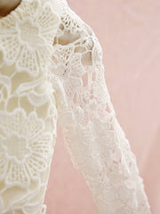 Knee Length Long Sleeve Column Flower Girl Dress with Lace Jewel Neck