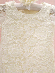 Knee Length Long Sleeve Column Flower Girl Dress with Lace Jewel Neck