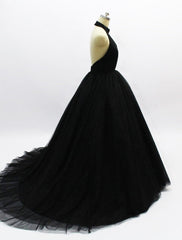 Ball Gown Prom Dresses Open Back Dress Wedding Party Sweet 16 Court Train Sleeveless Halter Neck Tulle Backless with Pleats