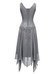 Two Piece A-Line Mother of the Bride Dress Wedding Guest Church Wrap Included V Neck Knee Length Chiffon 3/4 Length Sleeve with Pleats