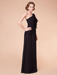 Aimishang A-Line Mother of the Bride Dress Floral One Shoulder Floor Length Chiffon Sleeveless with Criss Cross Side Draping Flower