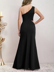 Tight corset pleated shoulder long gown evening dresses