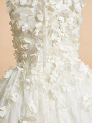 Lace-Accented Sleeveless A-Line Tea Length Flower Girl Dress