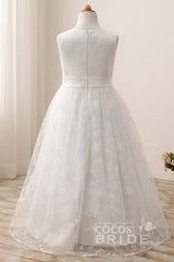 Lace-Accented White Ball Gown for Flower Girls