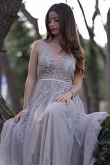 Lace Appliques Sleeveless Long Evening Prom Dress Online